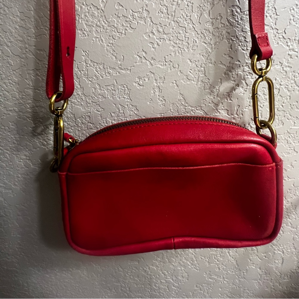 Madewell Red Leather Carabiner bag